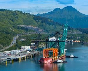 65-ton gantry crane arrives by into Kodiak.